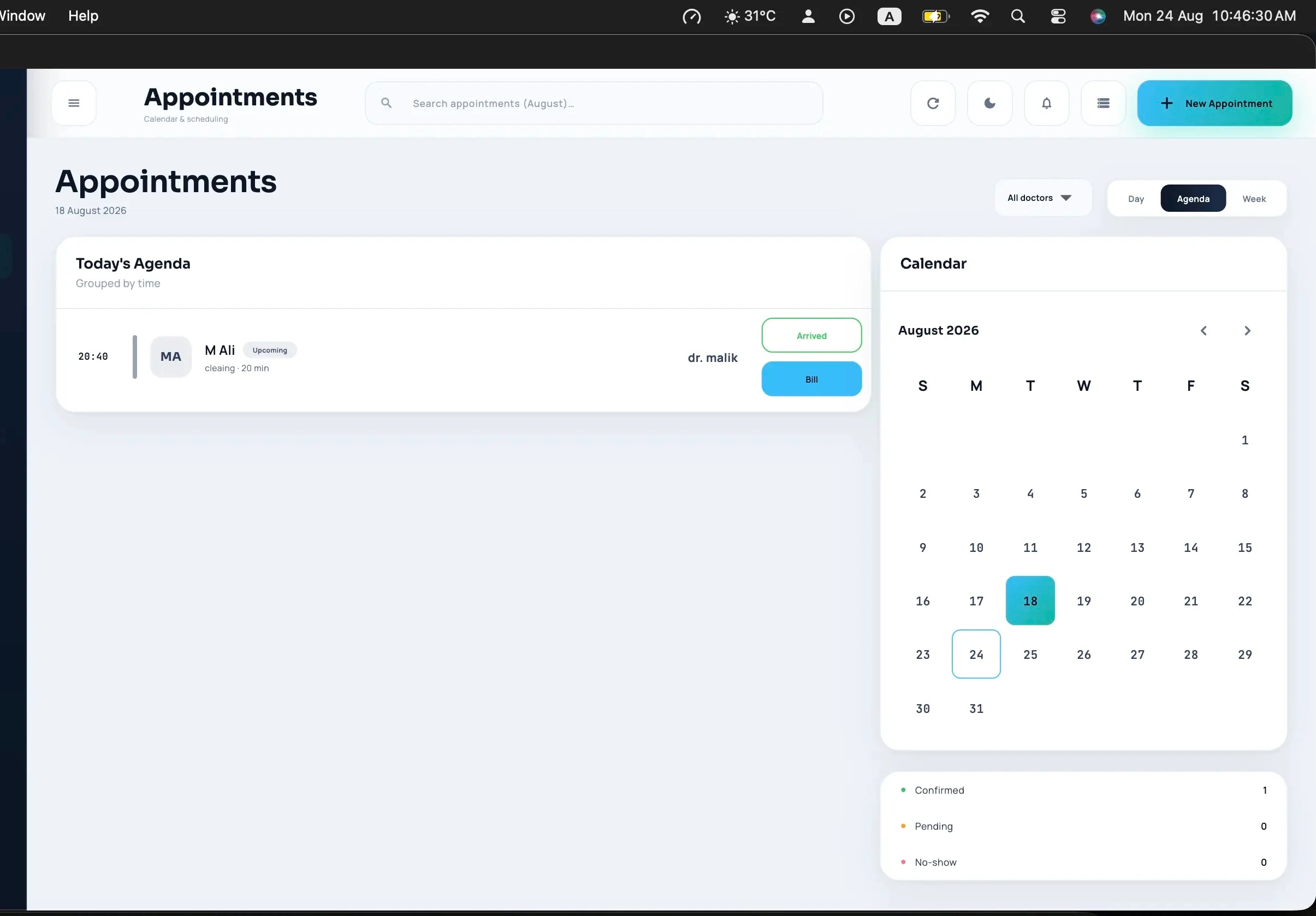 IS Dental appointment calendar